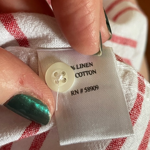 Youth First Wave Button Down Shirt size 14 16 White Red striped linen cotton - Picture 7 of 7